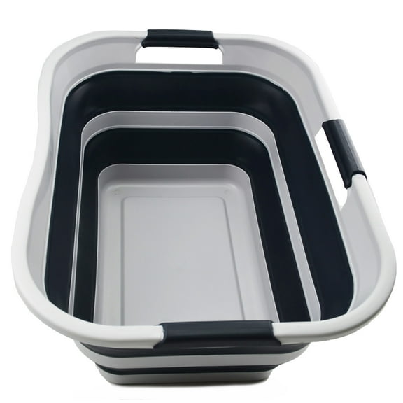 SAMMART 30L(8 gallon) Collapsible Plastic Laundry Basket - Foldable Pop Up Storage Container/Organizer - Space Saving Hamper/Basket - Water Capacity 24L(6.3 gallon)