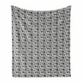 thumbnail image 1 of Folk Art Soft Flannel Fleece Throw Blanket, Continuous Scandinavian Pattern with Hearts Foxes Birds Flowers Plants, Cozy Plush for Indoor and Outdoor Use, 60" x 80", Charcoal Grey White, by Ambesonne, 1 of 6