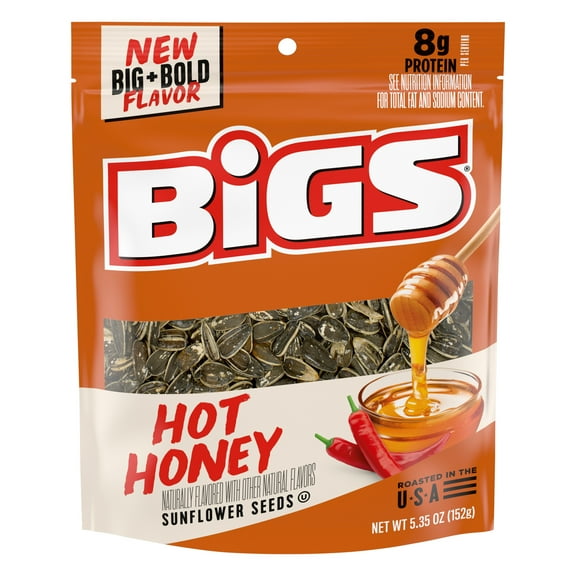 BIGS Hot Honey Naturally Flavored Sunflower Seeds, Resealable Bag, 5.35 oz.