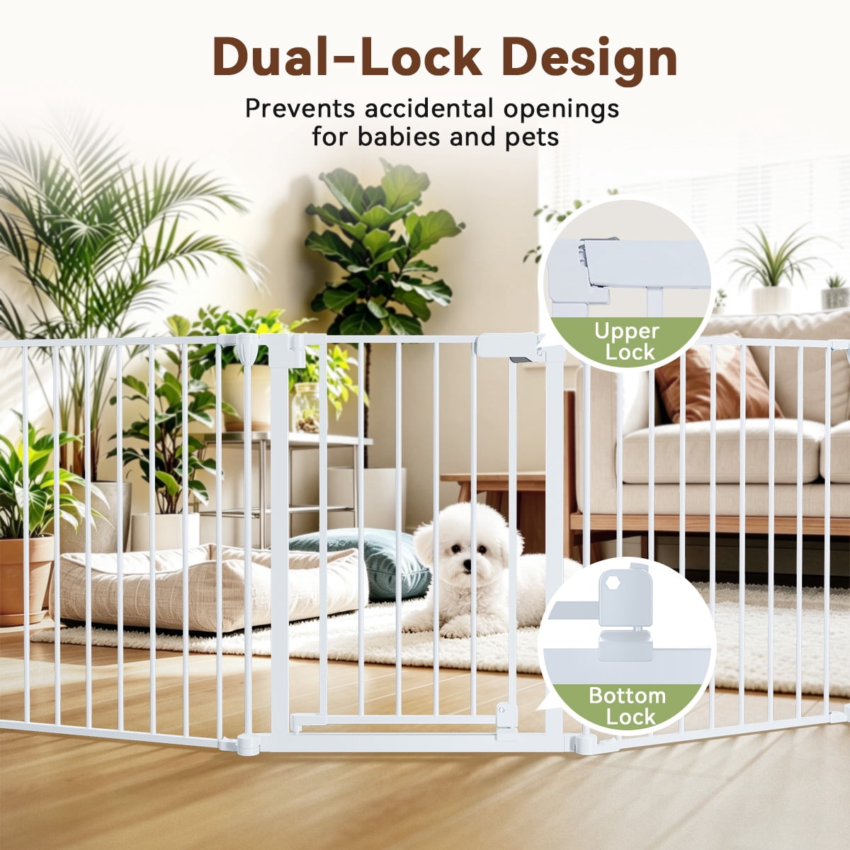 Pet Gates, DOMIPET Dog Playpen 5Panel 128" Extra Wide 30" Tall Fireplace Fence Playard, White