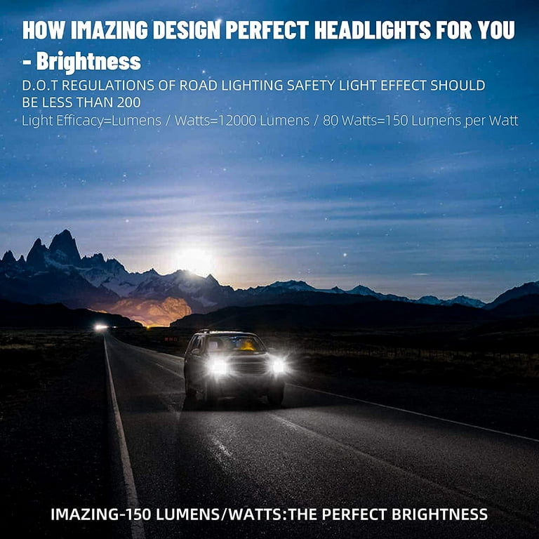 IMAZING 9005 HB3 LED Headlight Bulbs - 80W 12000 Lumens Super Bright 9005/HB3  LED Headlights Conversion Kit 6500K Cool White IP68 Waterproof, Pack of 2 