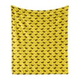thumbnail image 1 of Dogs Soft Flannel Fleece Throw Blanket, Yellow Background with Fun Pet Characters in Simple Doodle Style, Cozy Plush for Indoor and Outdoor Use, 50" x 60", Yellow Pale Brown Black, by Ambesonne, 1 of 6