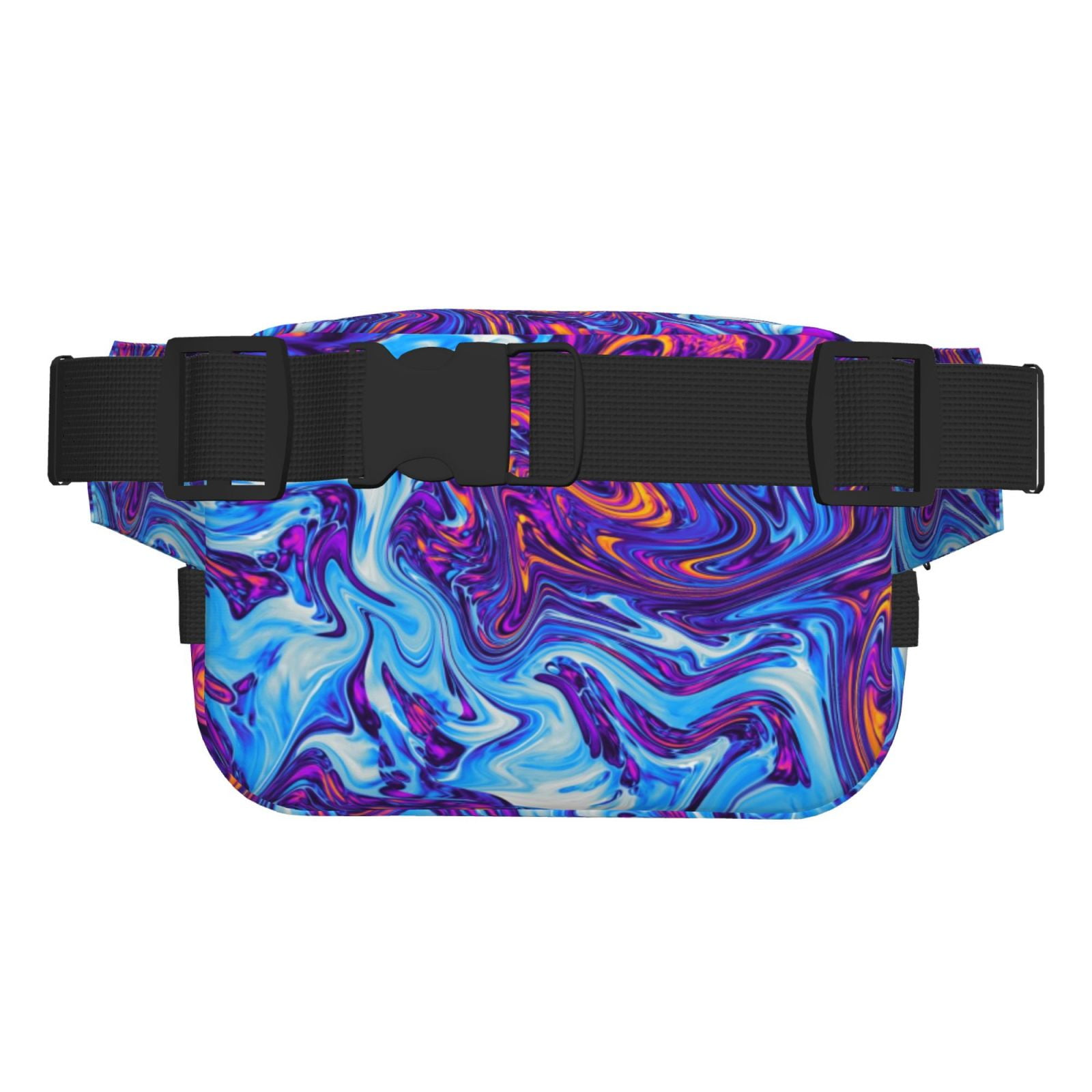 Picia Swirl Print Blue Purple Print Square Double-Layer Waist Bag Mini Adjustable Waist Belt Bag Exercise Running Travel Hiking