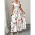 thumbnail image 6 of Elegant Womens Floral Print Hem Long Maxi Dress Summer Casual Boho Chic Beach Party Evening Gown White XXL, 6 of 9
