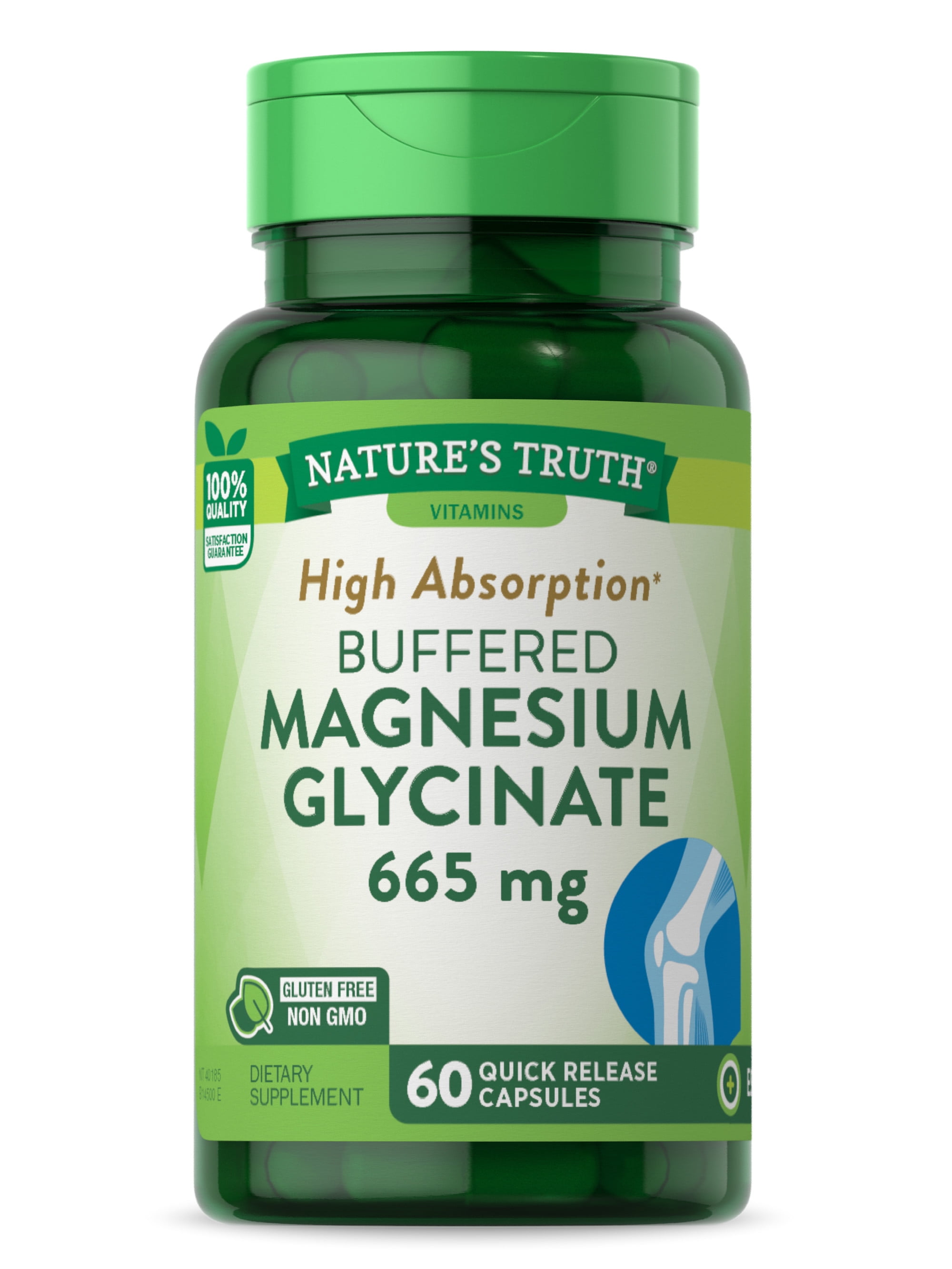 Magnesium Glycinate Capsules | 665mg | 60 Count | Non-GMO, Gluten Free Supplement | by Nature's Truth