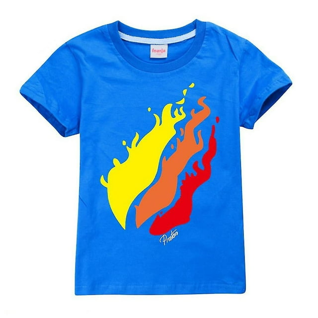 T-Shirt Imprimé Flamme pour Garçons et Filles Manches Courtes Col Rond T-Shirt Décontracté d'Été