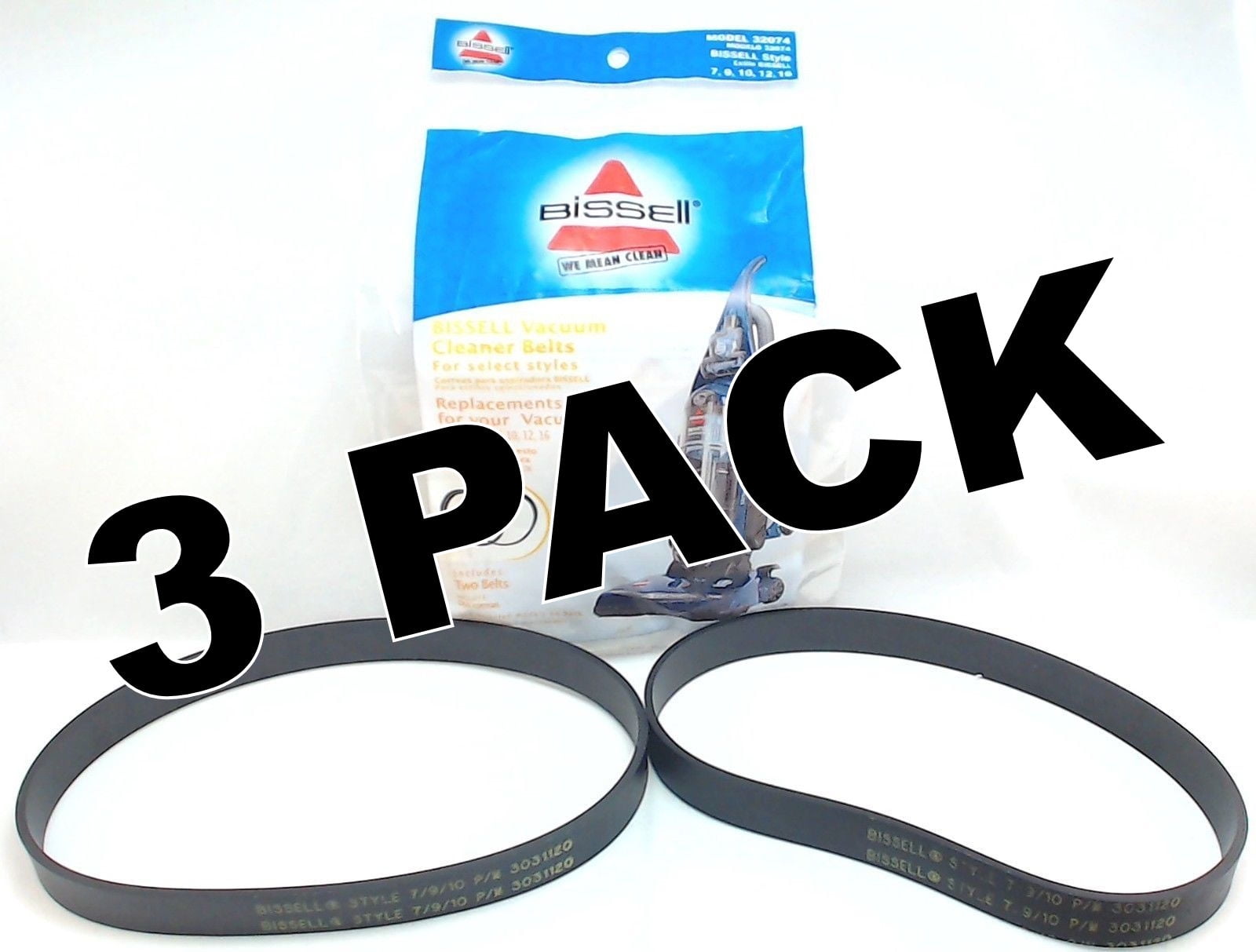 Vacuum Belts for Bissell Style 10 7 12-3-Pack 9 