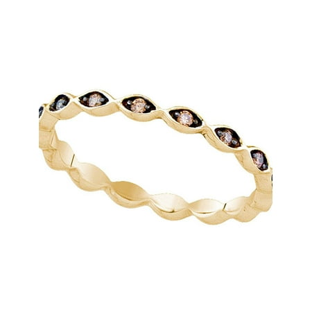 Cognac Fins - 10kt Yellow Gold Womens Round Cognac-brown Color Enhanced Diamond Band Ring 1/10 Cttw Diamond Fine Jewelry Ideal Gifts For Womens Gift Set From Heart