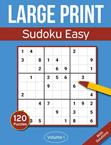 sudoku large print easy large print sudoku puzzle book for adults seniors with 120 easy sudoku puzzles easy large print sudoku puzzle books paperback used very good condition walmart com