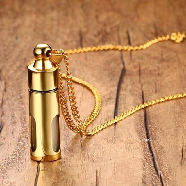 Collar de urna con colgante dorado perfecl para cenizas 60cm