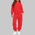 thumbnail image 6 of Husipze Sweat Suit Set 2 Piece Zip up Solid Hooded Sweatshirt and Tapered Jogger Sweatpants with Pockets Soft Fleece Tracksuit Red 7-8 Years, 6 of 8