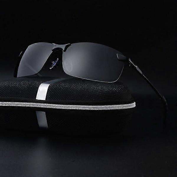 2023 New Upgraded Vintage Half Frame Polarized Sunglasses for Men - Driving and Retro Style, Black Frame with Gray Lenses