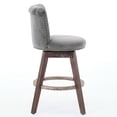 thumbnail image 5 of 26" Counter Height Bar Stools Set of 2, 360° Swivel Stools with Back & Hand-Tufted Button-Trimmed Edges, Upholstered Velvet on Wood Legs - Gray, 5 of 9