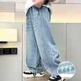 thumbnail image 4 of Teen Boys Denim Pants Baggy Cargo Pants High Elastic Waisted Straight with Pocket Classic Fit Pull On Boy's Clothing 11-12 Years, 4 of 5