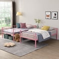 thumbnail image 4 of Soges Bunk Bed Twin Over Twin Size, Metal Structure Bed Frame with Safety Guardrails and 2 ladders, Convertible Bunkbeds, Per Bed Up to 400LBS, No Box Spring Needed, Noise Free, Pink, 4 of 9