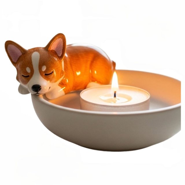 Wzzjkit Bougie Chien Résine Bougie Chauffe-Plat Bougie