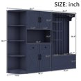 thumbnail image 4 of Antique Blue Multifunctional Left-Right Combination Hall Cabinet (Usable Separately) with Storage & 4 Hooks, 2-IN-1 Storage Cabinet/Hall Tree for Living Room/Kitchen/Hallway, 4 of 9