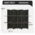 thumbnail image 3 of 6 Panel Room Divider Screen Divider Folding Partition Screen Portable Wooden Screen with Removable Storage Shelves, Freestanding Partition for Home Office Bedroom, Black, 3 of 7