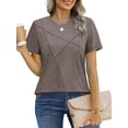 thumbnail image 3 of UVN Blouses for Women Summer Short Sleeve Shirts Casual Crew Neck Pleated Tunic Tops, 3 of 9