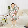 thumbnail image 6 of FORMRS Wearable Blanket Hoodie with Sleeves for Kids Cozy Flannel Sweatshirt, Brown Nordic Christmas House, 6 of 7