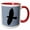 Red/White, variant on 3drose, Photograph of a Jackdaw Crow in Flight Against Clear Blue Sky, 11oz Two-tone Black Mug