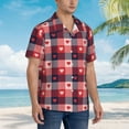 thumbnail image 2 of Lsque Heart Plaid pattern Hawaiian Shirt for Men, Unisex Summer Beach Casual Short Sleeve Button Down Shirts-X-Large, 2 of 9