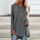 thumbnail image 2 of Bidobibo - Camiseta de manga larga para mujer, tallas grandes, holgada, informal, con cuello en V, estilo túnica, suave, lisa, para otoño, tallas S-XXL, 2 of 7