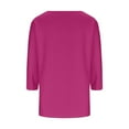thumbnail image 4 of 3/4 Sleeve Tops for Women Notched V Neck T Shirts Three Quarter Length Shirts Womens Blouses Hot Pink XL, 4 of 6