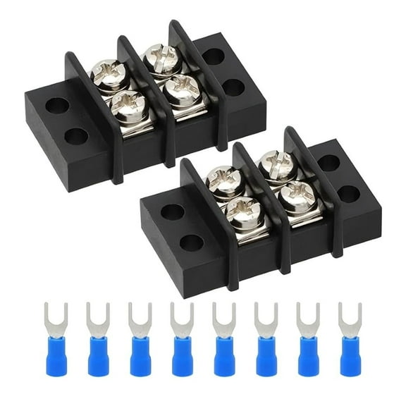 AOOOWER Pack Of 2 Double Row Screw Terminal Blocks For Electrical Circuits And Machines