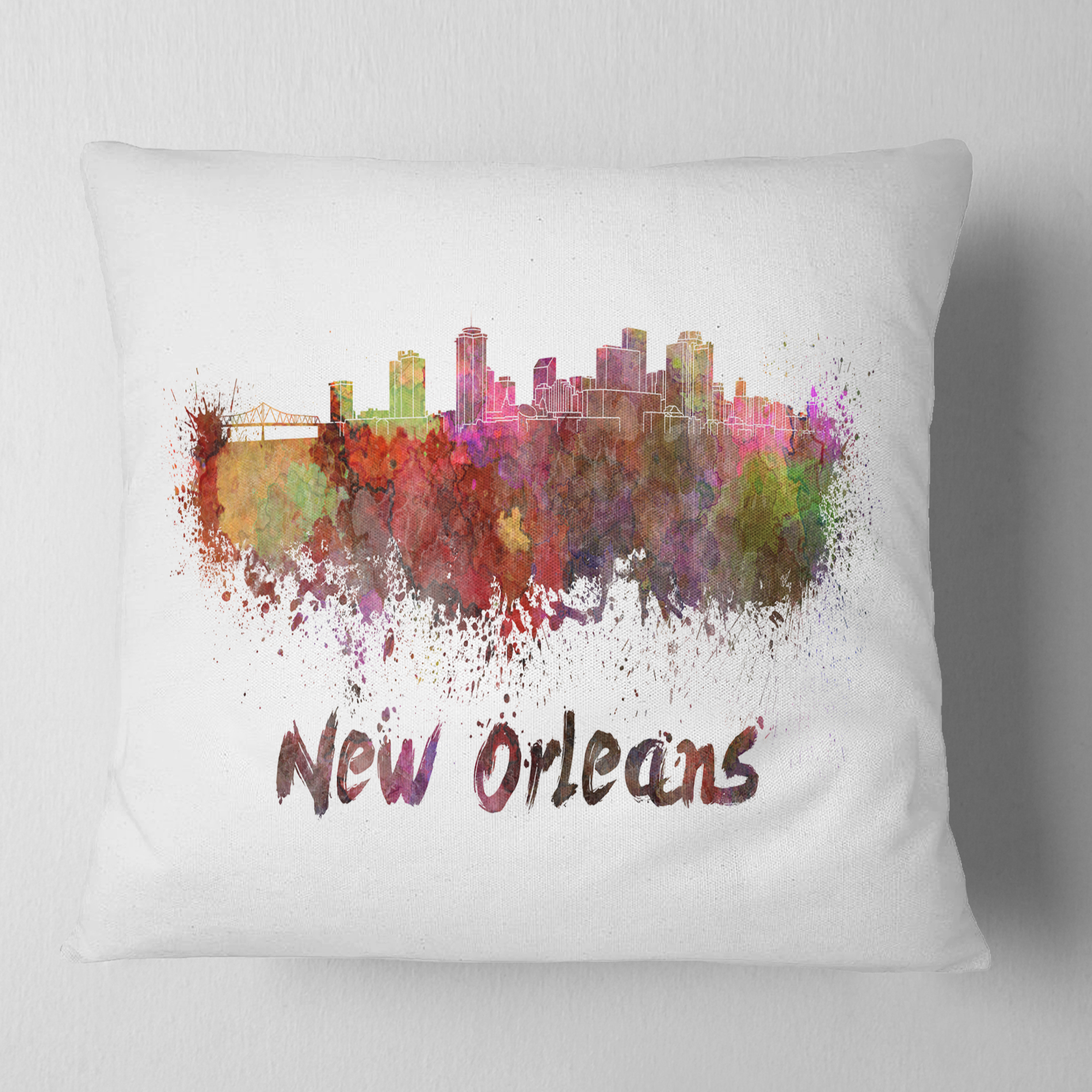 Designart New Orleans Skyline - Cityscape Throw Pillow - 16x16