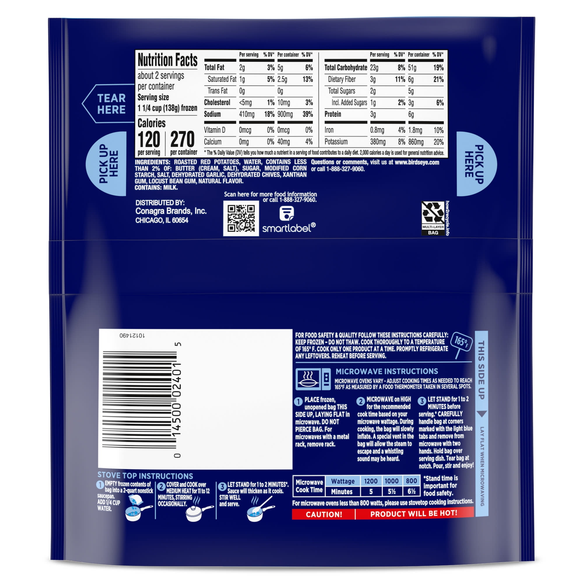 Birds Eye Steamfresh Roasted Red Potatoes With Garlic Butter Sauce, Frozen Side, 10.8 oz. Bag