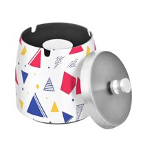 Yayeee Ashtray with Lid for Cigarette Smokeless Stainless Steel Home Ash Holder, Simple Triangles