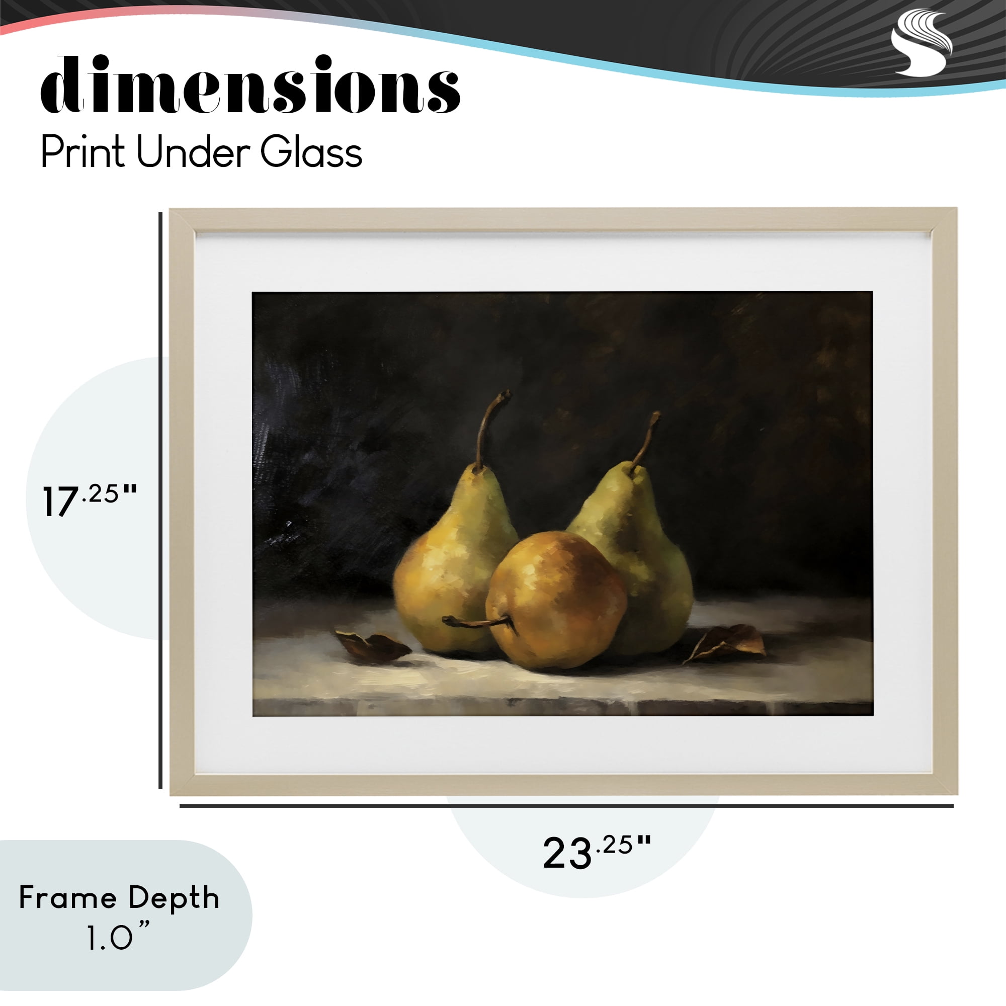 Stupell Industries Three Pears on Marble Birch Framed Print Under Glass, design by Creative Studio