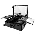 thumbnail image 5 of 24'' Rolling Makeup Train Case Aluminum Trolley Cosmetic Organizer Studio Vanity Station for Travel Make up Artist Studio Free Standing Box with Speaker Stand Mirror Black, 5 of 7