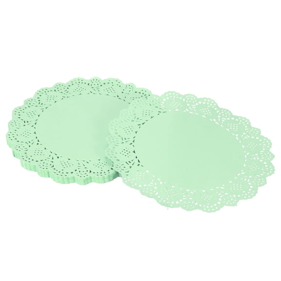 Uxcell 100Pcs Servilletas de Papel, 8.5" Servilletas de Papel de Encaje Redondas para Decoraciones de Postres, Pasteles, Bodas, Fiestas de Cumpleaños, Sándwiches, Restaurantes, Verde