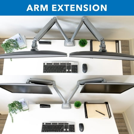 Mount-It! - Full Motion Dual Monitor Desk Mount With Gas Spring Arms - Silver