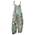 thumbnail image 6 of Women Linen Overalls Summer Casual Floral Printed Loose Fit Jumpsuits Boho Cute Wide Leg Rompers Pants with Pockets, 6 of 7