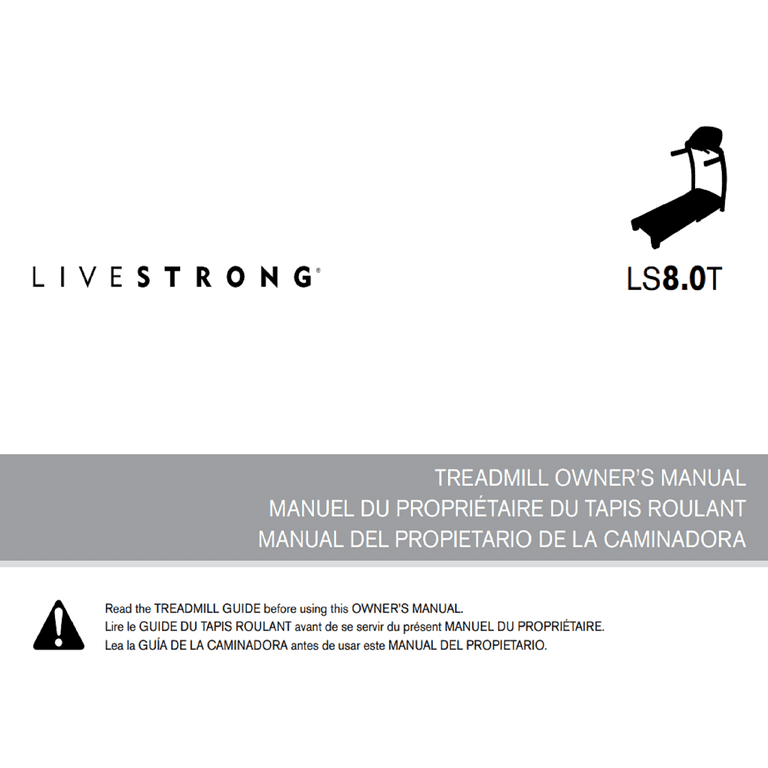 Owner Manual 1000207008 Works W Livestrong LS8.0T TM641 TM641B 2KM TM652 Treadmill