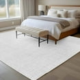 thumbnail image 5 of White Burlap Texture Large Area Rugs for Bedroom Living Room, Soft Non Slip Carpet Bedside Rug, Farmhouse Vintage White Rectangular Floor Cover Kitchen Accent Rug 5'x8' for Dining Room/Office, 5 of 9