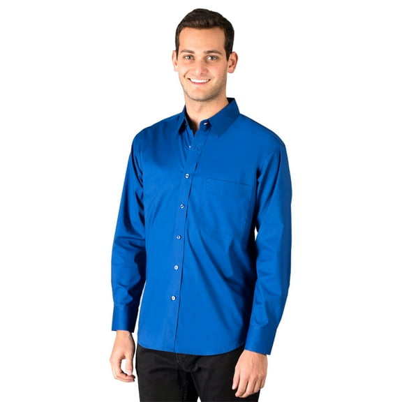BlueGeneration Men's Superblend Poplin L/S Untucked Shirt - Royal Medium Solid