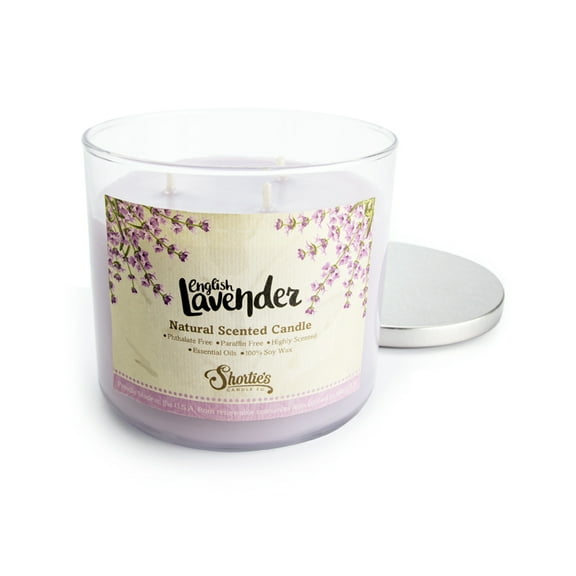 English Lavender Scented 3 Wick Candle - All Natural - Made with 100% Responsibly Sourced Soy and Essential Fragrance Oils - Phthalate & Paraffin Free, Vegan, Non-Toxic