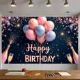 thumbnail image 3 of Sparkling Champagne Birthday Banner Celebration Balloons Party Backdrop Happy for Birthday Party Event Decoration Indoor, 3 of 9