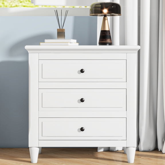3 Nightstand Storage Cabinet, White - Keep Your Bedroom Clean And Stylish In Transform Into A Comfortable