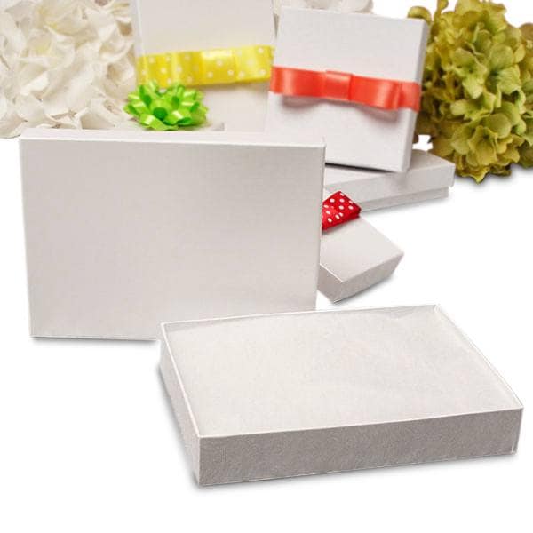 White Glossy Cardboard Jewelry Boxes Quantity 100 Width 1 7/8