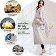 thumbnail image 4 of Cozy Sherpa Wearable Snuggle Blanket Hoodie for Adults Women Men Kids Gift Idea，Oversized Blanket Sweatshirt，Super Warm Light Weight, Pink Over-length, 4 of 7