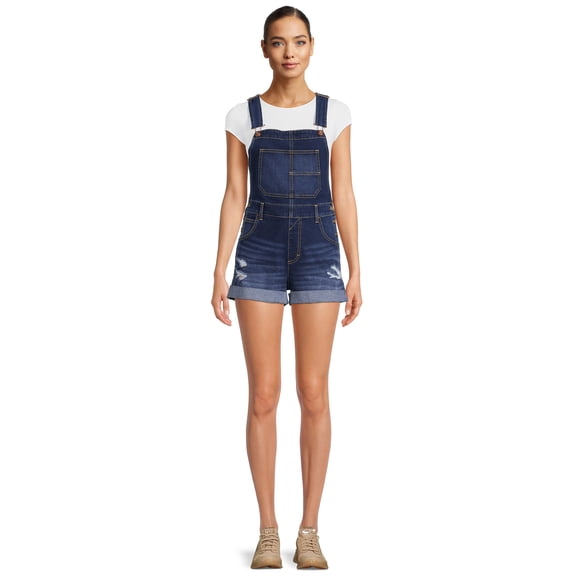 No Boundaries Juniors' Relaxed Boyfriend Shortalls