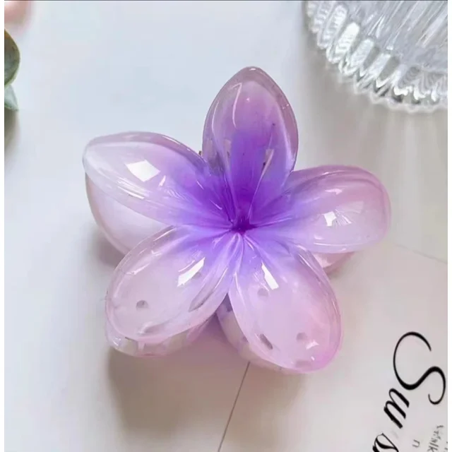 Pinza de pelo acrílica con forma de flor de huevo degradado para mujer, pasadores de pinza de cangrejo, accesorios para la cabeza hawaiana
