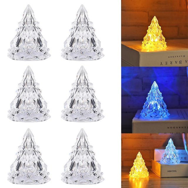 Lámpara de árbol de Navidad de 6 piezas que cambia de color, lámpara de árbol de Navidad decorativa, luz de noche para iluminación del hogar, luces de árbol de Navidad de plástico, luces de Navidad
