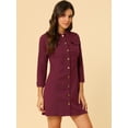 thumbnail image 2 of INSPIRE CHIC Women's 3/4 Sleeve Button Down Denim Slim Fit Shirt Dress, 2 of 6