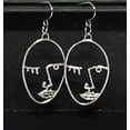 thumbnail image 4 of Abstract Face Earrings for Women, Wire Picasso Dangle Earrings, Hollow Silhouette Drop Earrings, Birthday Christmas Gift for Her, Silver, 1 pair, 4 of 9